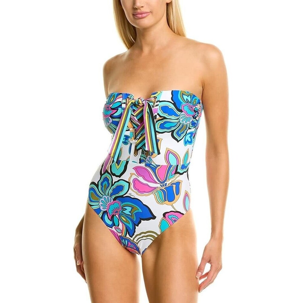 Trina Turks Standard One Piece Bandeau Swimsuit Women’s Size 8 B865 Mandalay New